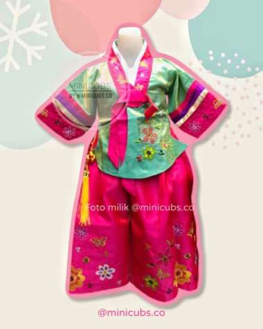 Dress Hanbok Korea Anak Perempuan Cewek Pink, 13