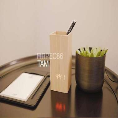 JAM WEKER KAYU DIGITAL LED Pen Holder / Jam Weker Alarm Kayu Digital Voice Control / JAM KAYU DIGITA