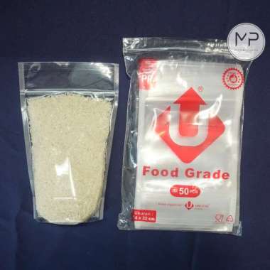 Plastik Klip Ziplock Kemasan Berdiri / Standing Pouch 14x22cm -50pcs Transparant