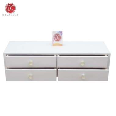 Rak Laci Dinding Nakas 4 Kotak Penyimpanan Minimalis 60x20cm Gantung Putih