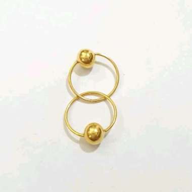 Anting Anak Bulat Piercing Elegant Hadiah Anak Ulang Tahun Emas Asli 0.49-0.52gr/700
