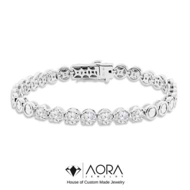 Gelang emas berlian asli AORA 1BL22 (Gelang tennis / tennis bracelet)