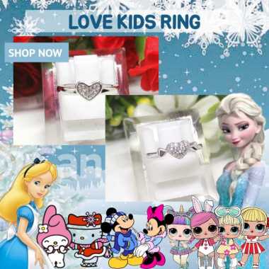 BCCA040 PERHIASAN CINCIN ANAK BAYI BALITA LOVE PERAK SILVER 925 LAPIS EMAS PUTIH ASLI ORIGINAL