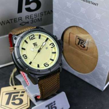 Jam Tangan Fashion T5 H3568 original jam tangan pria T5 H 3568 garansi original Black kuning