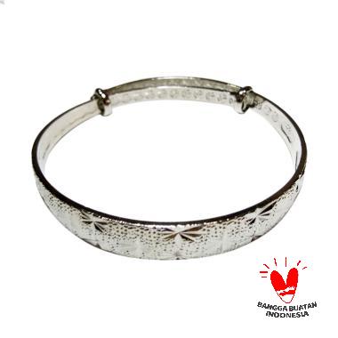 Vee Titanium Ukir Lebar Gelang Unisex silver
