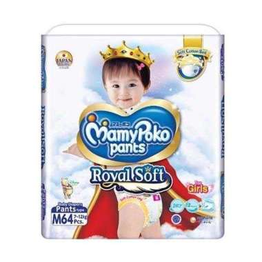 MamyPoko Pants Royal Soft Girl Popok Bayi [Size M/ 64 pcs] - GIRL MAMYPOKO Royal Soft Popok Pants Bo