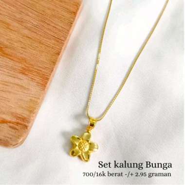 set kalung model bunga bintang elegant emas asli