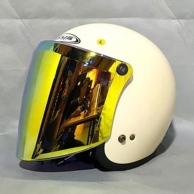 Snail F19 Visor Flat Kaca Helm 3 Kancing - YELLOW