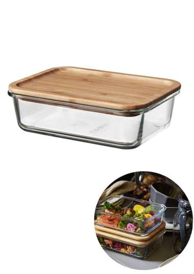 Wadah Kaca Untuk Oven Microwave Tempat Penyimpanan Makanan Wadah Makanan Kaca 1L IK365 Glass Food Co