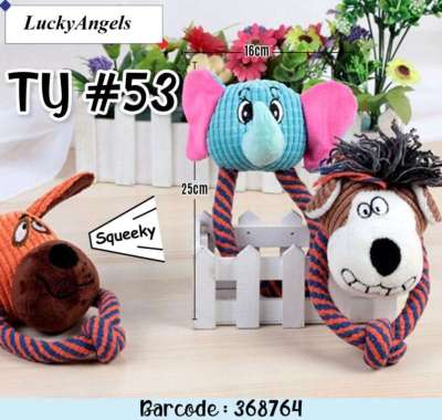 TY#53 Squeeky Doll Mainan Gigitan Anjing Kucing Tali & Boneka Karakter