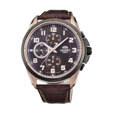 Orient Jam Tangan Pria FUY05003T0 Sport Leather Strap Tali Kulit Asli Tahan Air 100M Chronograph Bla