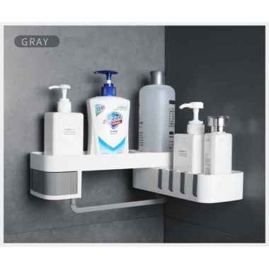 NAVY SHOPS - corner shower rotary shelf rack corner - rak sudut kamar mandi diputar Grey