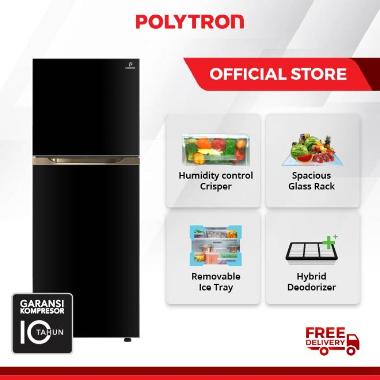 Kulkas POLYTRON New Belleza Big Liter 2 pintu PRM 490X 350 liter black