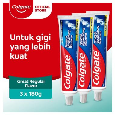 Colgate Maximum Cavity Protection Great Regular Flavor Toothpaste Pasta Gigi [180 g] x 3 Pcs