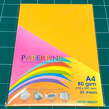 Paperfine Kertas HVS Warna A4 Cyber - Orange [25 Lembar] Orange