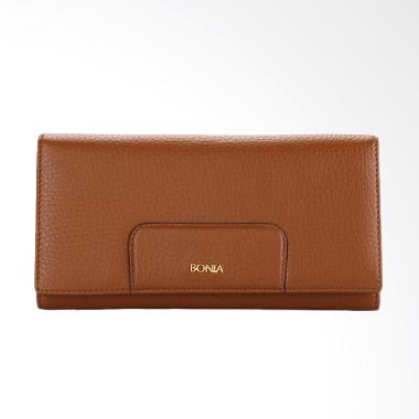 Bonia Medium Milled Flap Purse Dompet Wanita - Brown Camel