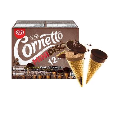 Promo Harga Walls Cornetto Mini Tiramisu & Dark Chocolate per 12 pcs 28 ml - Blibli