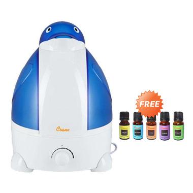 CRANE USA Adorables Puffington The Penguin Air Humidifier + Free Essential Liquid (5 pcs)
