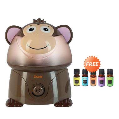 CRANE USA Adorables Monkey Cool Mist Humidifier + Free Essential Liquid (5 pcs)