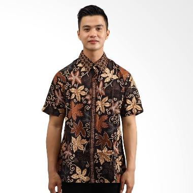 Adinata Batik Daun Hem Batik Lengan Pendek Coklat