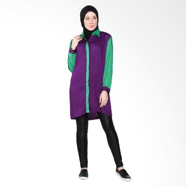 Rauza Rauza Twotone Shirt Atasan Muslim - Ungu Hijau