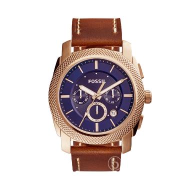 Fossil Machine Chronograph Jam Tangan Pria- Rose Gold Brown FS5159