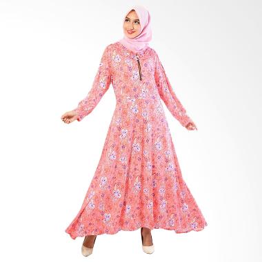 JCFashion Corak Bunga Variasi Seleting Flora Gamis Wanita - Salem