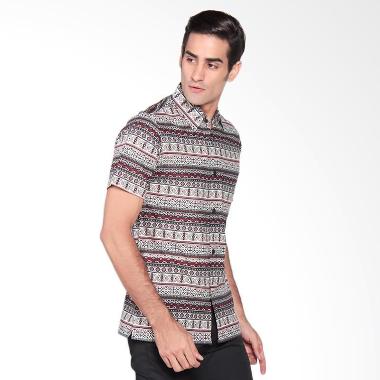 Batik Waskito Short Sleeve Shirt Kemeja Batik Pria - Red