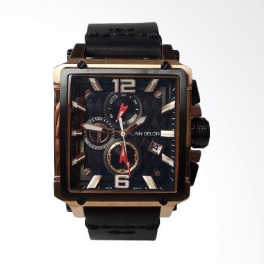 Alain Delon Chronograph Stainless Steel Jam Tangan Pria - Black Rosegold AD417-1535C Black