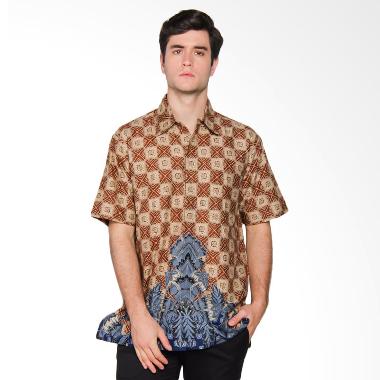 Danar Hadi Pendek Motif Ceplok Gunung Mas Kemeja Batik - Brown