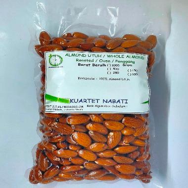 500gr Kuartet Nabati Roasted Almond Premium - VAKUM - Whole - Almond Panggang - Kulit Ari - Kupas -