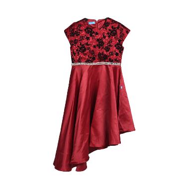 Versail PS7120 Jaguard Aplikasi Mutiara Dress Anak - Red Maroon