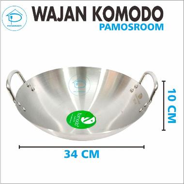 Komodo Kuali 34cm Panci Penggorengan Stainless Steel Wajan Anti Lengket 34 cm Silver