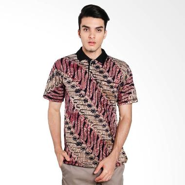 Jual Batik Distro Kaos Polo Lengan Pendek Pria Merah 