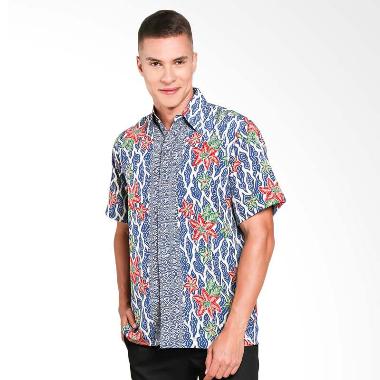 Batik Waskito Short Sleeve Shirt Kemeja Batik Pria - Blue