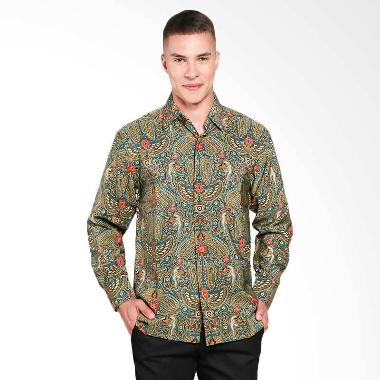 Batik Waskito Long Sleeve Shirt Kemeja Batik Pria Torquise
