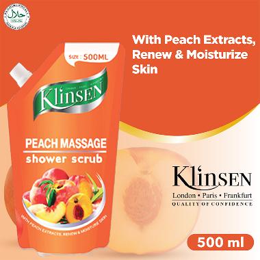 Sabun Mandi Cair Klinsen Shower Scrub Peach Massage 500 ml