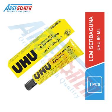 Lem UHU Cair [60 mL/1 pcs] / Super Glue Perekat Untuk Merekatkan Kertas, Karton, Kain, Koraltex, Pla