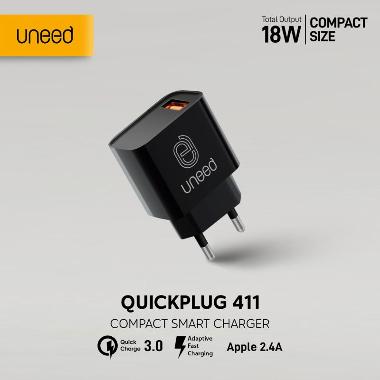 Uneed UCH411 QuickPlug Wall Charger [Quick Charge 3.0/ Max 18 Watt] BLACK