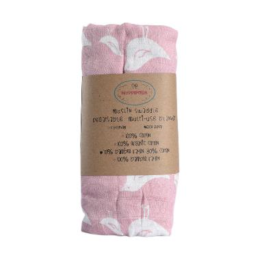 Hoppipollakids Selimut Muslin Swaddle Bedong Bayi - Pink Bird