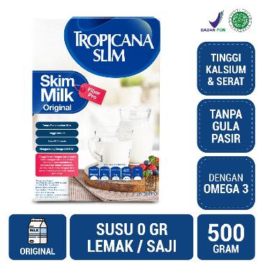 Tropicana Slim Susu Skim Fiber Pro Original 500g - Bantu Turunkan Kolesterol