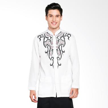 Papercut Muslim Danika Embos Baju Koko Pria - White Bone