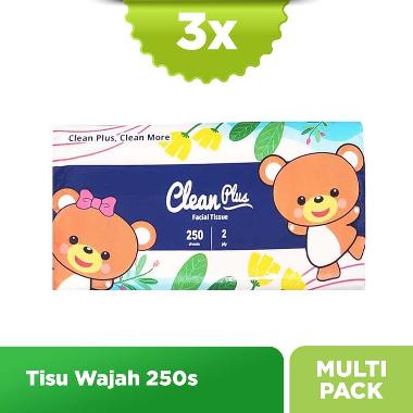 Clean Plus Facial Tissue Softpack [250 sheets] isi 3 Pcs