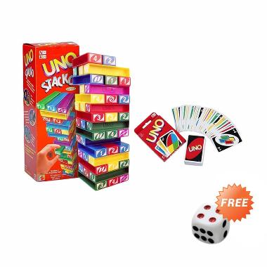 UNO Stacko Bundle UNO Card Mainan Anak + Free Dadu