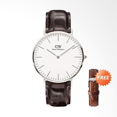 Daniel Wellington Classic York Jam Tangan Pria - Silver + Free Strap