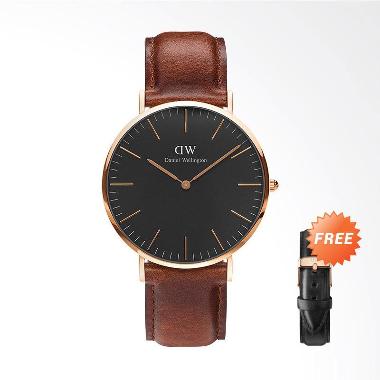 Daniel Wellington Classic Black St ... Pria - Black + Free Strap