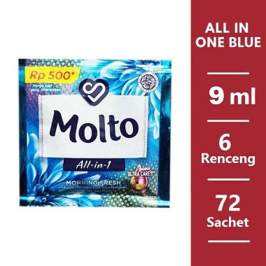 Molto All In 1 Blue Pewangi Pakaian [9 ml/ 6 Renceng/ 72 Sachet] Blue