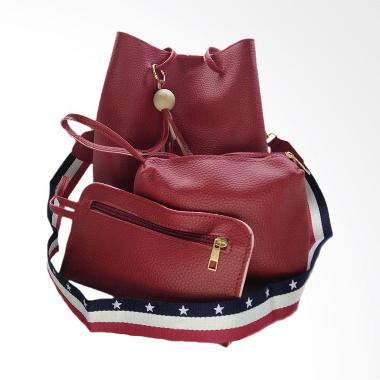 KarnaKamu Set Kecil 3 in 1 Tas Selempang Wanita - Red