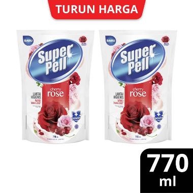 SuperPell Pembersih Lantai Pel Lantai Harum & Wangi Cherry Rose [770 mL] isi 2 Pcs