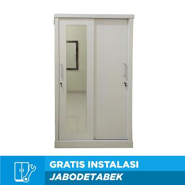 Malaka Mebel Sliding Lemari Pakaian 2 Pintu Putih